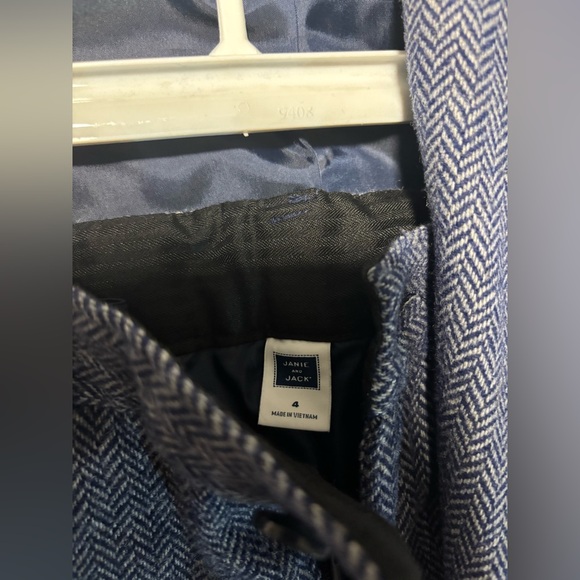 Janie and Jack Navy Herringbone Jacket and pant set - Picture 4 of 6